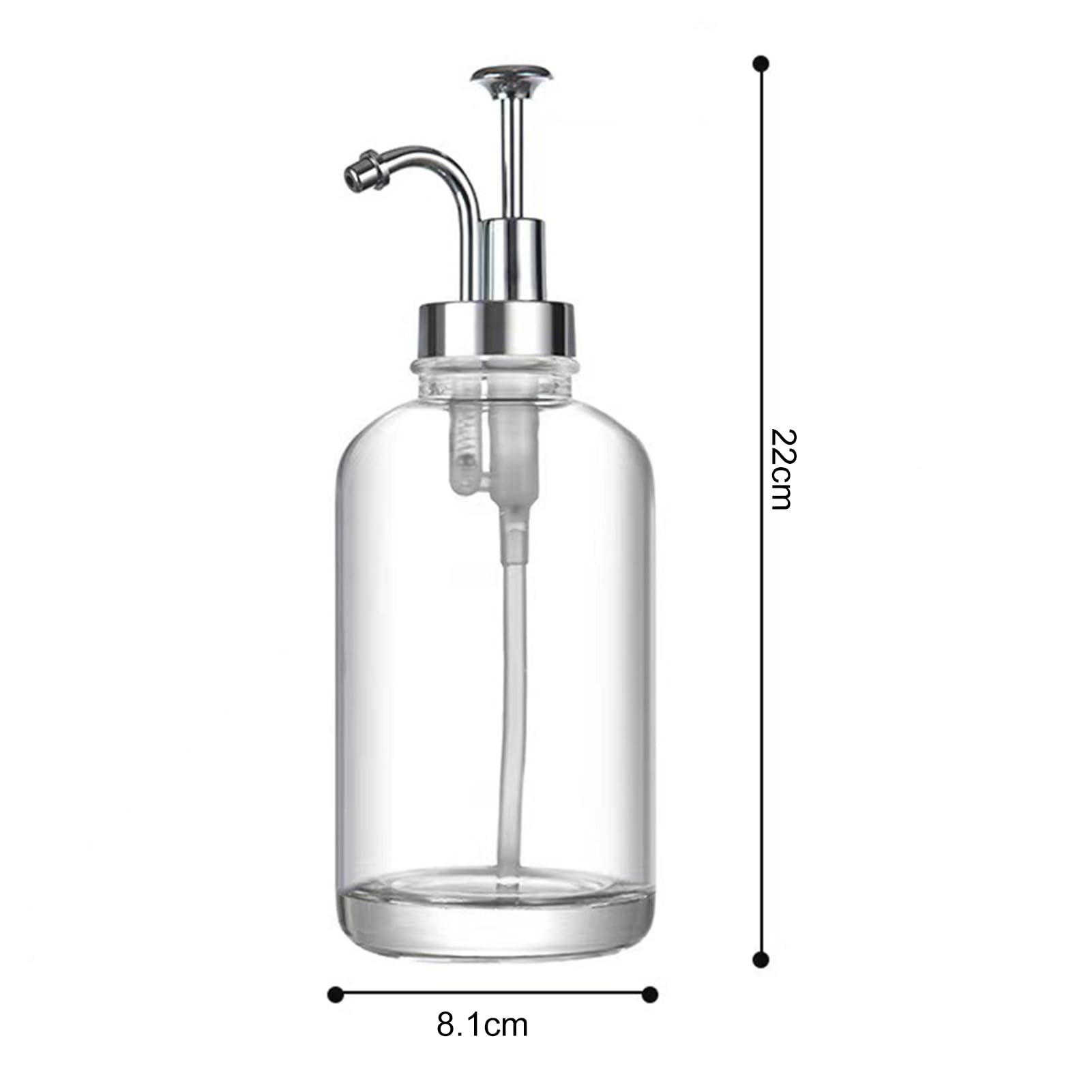 Dispenser per sciroppo di caffè Domestico, Facile da Pulire, flacone con Pompa in Vetro Trasparente da 2 Pezzi da 17 Once, per Shampoo da Bar, Hotel d'Argento