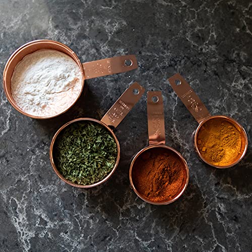 Ml's Home 4 Piece Rose Gold Copper Plated Stainless Steel Measuring Cups Set: Kitchen Baking And Cooking With Liquids, Dry Goods, Or Decorative Piece #TOP2