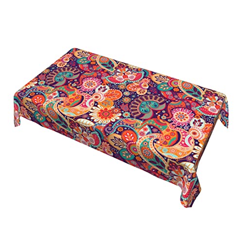 Mutakin Paisley Tablecloth Rectangle Red Table Cloth Washable Table Cover For Decoration Kitchen Dining Room 60X90 Inch #TOP7