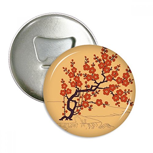 Décapsuleur aimanté peinture japonaise fleur rouge de 3pcs