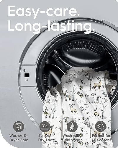 Image of Ultra Soft Pack N Play Sheets - Fitted, Premium Jersey Knit, Stretchy Neutral, Woodland Mini Crib Sheets for Graco Pack and Play, 2 Pack (Deer&Rabbit)