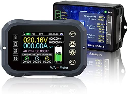 Goupchn 600A Battery Monitor 2.4" Ultra Clear Display with Shunt 0-120V Support APP Control Wireless Voltage Current Meter DC Voltmeter Coulometer for RV, Car, Golf Cart, Boat Battery Meter
