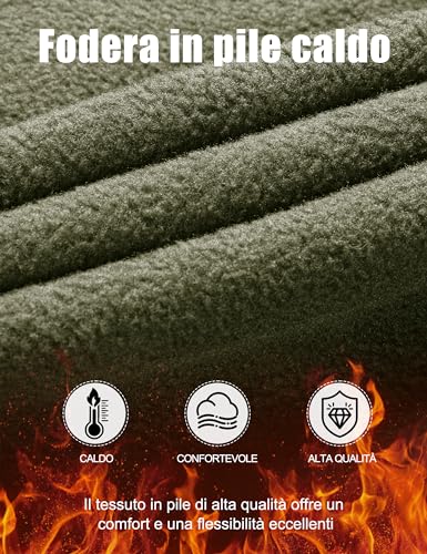 FREE SOLDIER Herren Winter wasserdichte Skihose Jagd Outdoor Hose Winddichte Thermohose Winterhose Softshellhose zum Klettern und Wandern (Armee-grün,48 Lang)