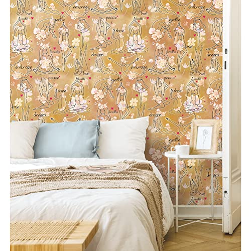 RoomMates RMK12197RL Yoga Goddesses Peel and Stick Wallpaper