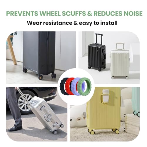 8 - Piece Luggage Wheel Covers Carry On Luggage Suitcases,Wear-Resistant, Anti-Noise, Silicone Wheel Protective Covers Silicon Protective Cover for Spinner Wheel, Essential Travel Accessories4