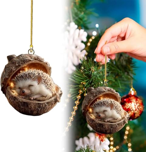 Adornos para árbol de Navidad, animales del bosque, bellotas colgantes de animales, adornos navideños colgantes, lindas bellotas y piñas, animales del bosque acrílico, decoración para el árbol de