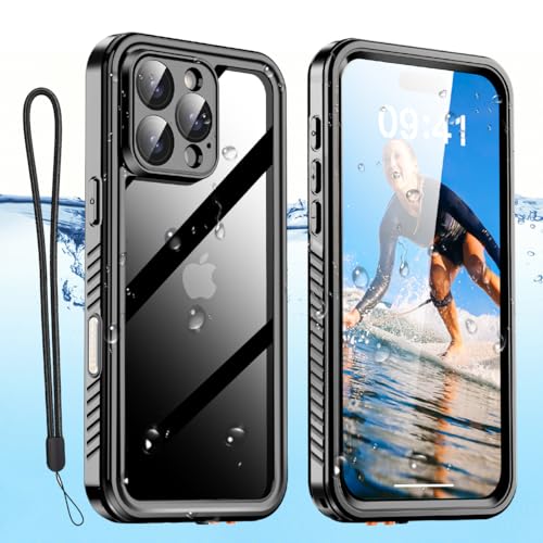 AICase Compatible with iPhone 16 Pro Max Case Waterproof, Clear Water Proof Built-in Screen...