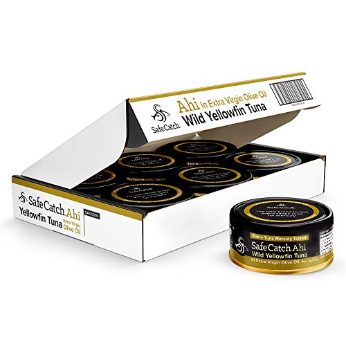 Safe Catch Canned Ahi Wild Yellowfin Tuna In Extra Virgin Olive Oil, Lower Mercury Every Tuna Is Tested, Gluten-Free, Paleo, Keto, Whole30 Approved, High Protein Food, 5Oz Cans, Pack Of 6 #TOP5
