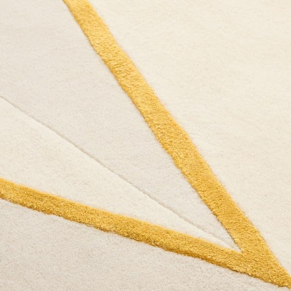 Image of Hand-Tufted Wool Carpet for Living Room 4x6 feet Cream Yellow Anti-Skid High Pile Thick Carpet & Rugs for Bedroom & Hall