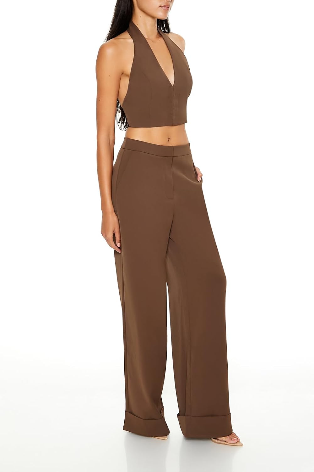 Forever 21 Women's Halter Crop Top & Pants Set