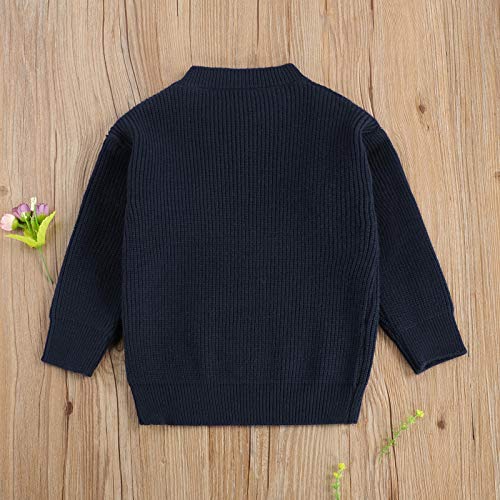 Image of Kids Toddler Baby Girl Boy Crewneck Long Sleeve Knit Sweater Casual Pullover Tops Basic Fall Winter Clothes