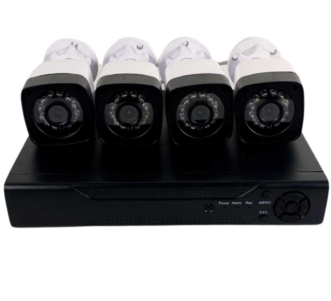 Kit di Videosorveglianza AHD IP Cloud, DVR + 4 Telecamere FULL CCTV HD Infrarossi, Visione Notturna, Sensore Movimento, h.264, Sorveglianza Domestica Professionale P2P