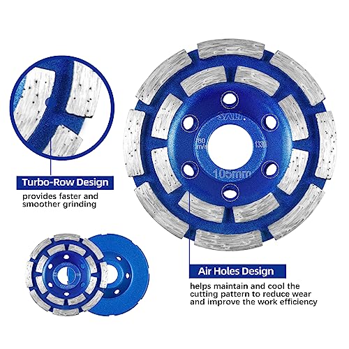 Sali 4 IN Ch For Polishing And Cleaning Stone Concrete Surface, Cement, Marble, Rock, Granite, And Thinset Removing, Angle Grinder Double Rows Wheels Cup 105 * 22.2Mm thumb #2