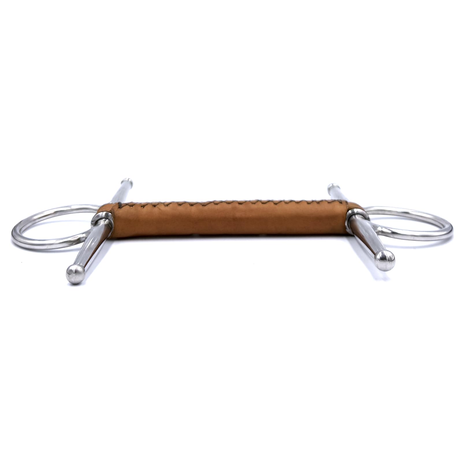 ES0209 JW Gebiss Leder aus Naturleder Ledergebiss Knebeltrense Schenkeltrense Stangengebiss Stange Ringdurchmesser 45 mm Gebissstärke 13 mm (13.5 cm)