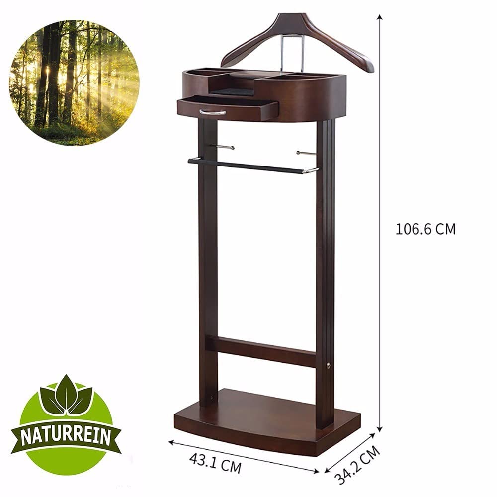 Galán de Noche Moderno Multifuncional con Barra de Pantalones Galán de Noche en Madera Galán de Noche para Trajes y Pantalones para Oficina Sala de Estar Dormitorio
