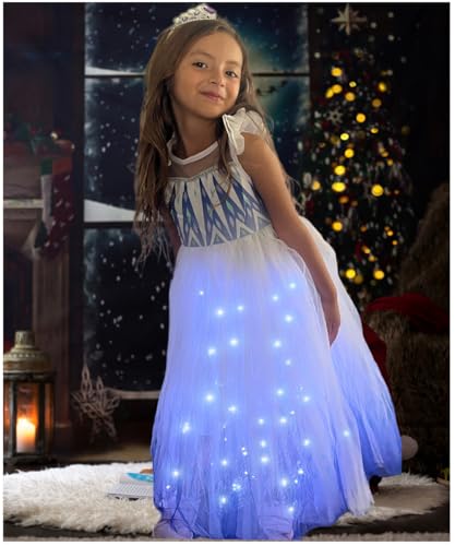 Disfraz de princesa con luces para niñas 6-7 años miniatura 1