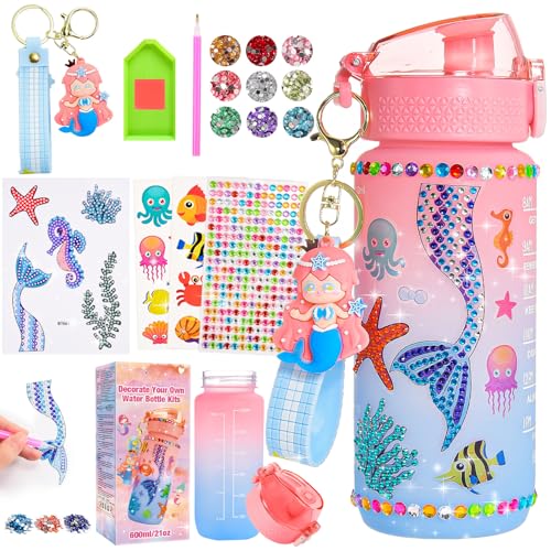 Hapikids Manualidades Para Niñas 5 6 7 8 9 10 Años, Botella de Agua de Sirena Juguete a...
