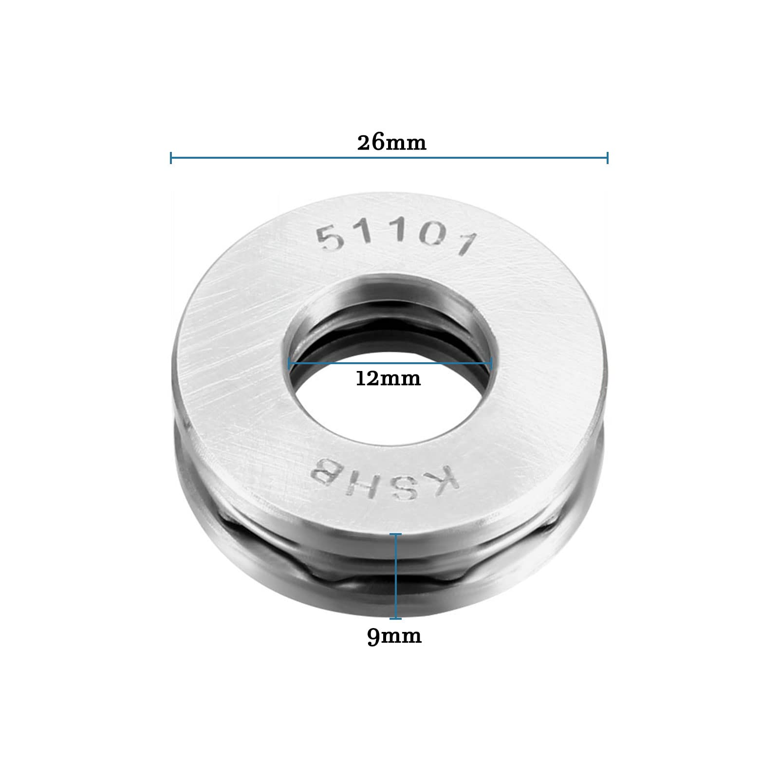 Cuscinetti A Sfera Di Spinta 12x26x9mm - Acciaio Cromato, Per Ascensori E Stampi (3 Pezzi) - Foto 10