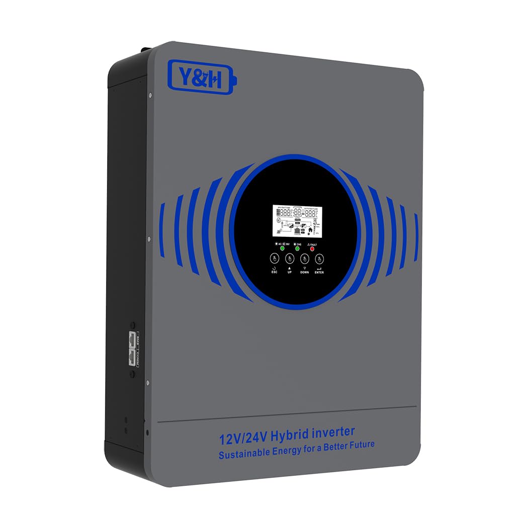 Y&H 4200W Hybrid Solarwechselrichter mit Zwei Batteriespannungen 12V 24V ntegriertem MPPT 100A Solarladegerät maximaler PV Leistung 4000W Eingang mit BMS WLAN Kommunikation netzunabhängiger