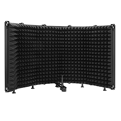 Microphone Isolation Shield,5 Panels Mic Acoustic Shield,Foldable Pop Filter,Mic Recording Equipment,Mic Screen Sound Shield Studio Mic Sound Absorbing Foam Reflector for Blue Yeti Condenser Mic