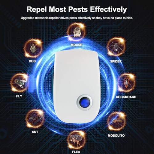upgraded ultrasonic pest control repeller pest control electronic pest repellent plug in indoor for rodents mice cockroach bug roach mosquitoes insects spiders 6 packs