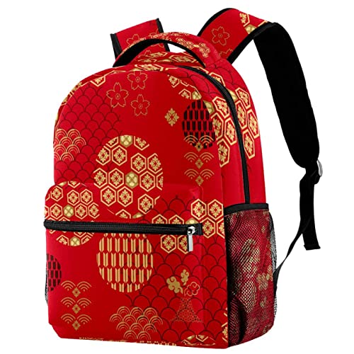 Sac à dos voyage ergonomique motif traditionnel japonais avec porte-gourde pour ranger ses affaires