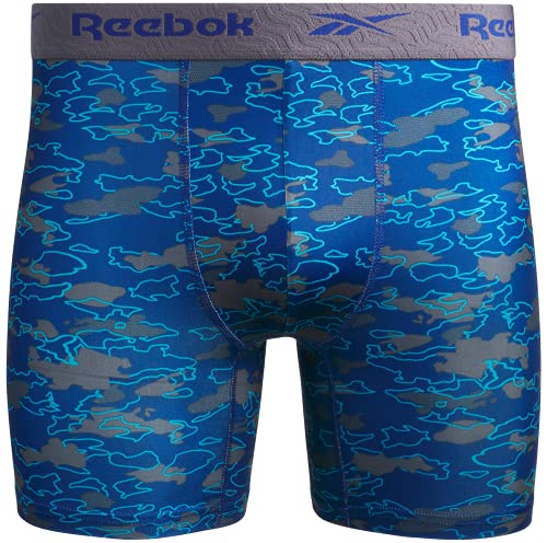 Reebok Men's Active Underwear - Performance Boxer Briefs (4 Pack), Size Medium, BlueBlue4