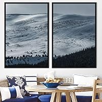 2 Piece Framed Canvas Wall Art Monochromatic Mountains Canvas Prints Home Artwork Decoration for Living Room,Bedroom - 16