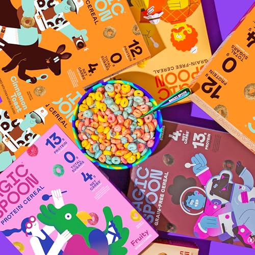 Magic Spoon Cereal - High Protein Cereals - Sugar Free Snacks - Grain & Gluten Free Cereal - Low Carb & Keto Friendly - 6 Pack: Fruity, Cocoa, Frosted, Peanut Butter, Cinnamon Toast, Maple Waffle