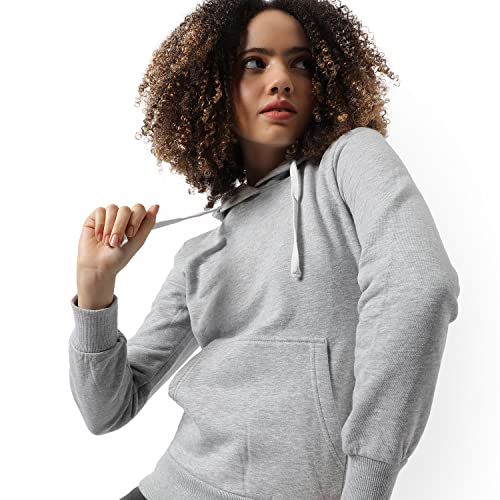 Image of Campus Sutra Women cotton Premium Zipper Hoodie-Grey
