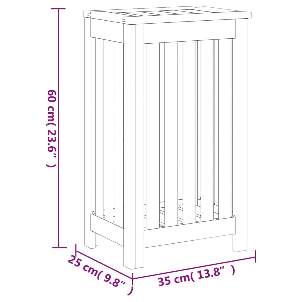 vidaXL Wäschebehälter 35x25x60 cm Massivholz Teak