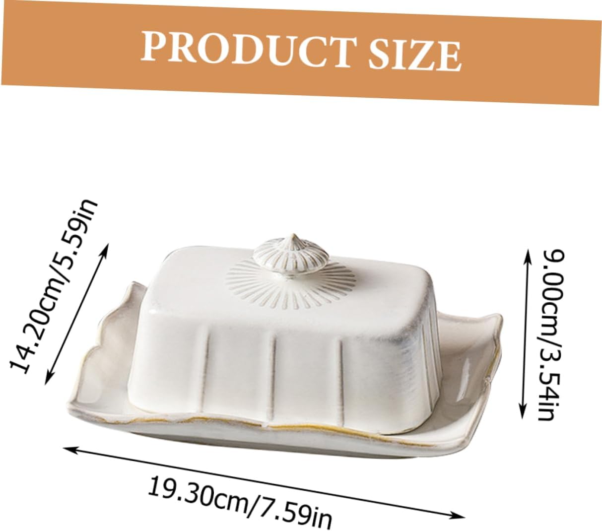 Zerodeko Ceramic Butter Tray with Lid Decorative Butter Dish Desserts and Snacks Smooth Porcelain Storage Plate for Kitchen and Home Use