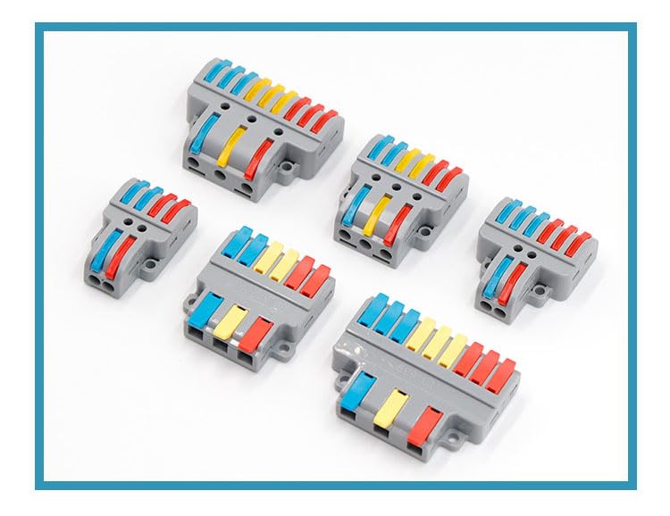 Miniatura 5 de Conectores de cable, conectores de tuercas de alambre de palanca compacta, terminales de cable de 3 en 6 salidas para conexión rápida 28-12 AWG, 5
