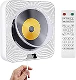 Portable CD Player with Bluetooth, Wall Mountable CD Music Player Home Audio Boombox with Remote Control, Dust Cover, FM Radio, Built-in HiFi Speakers, USB Port, AUX Input, Headphone Jack, LCD Display