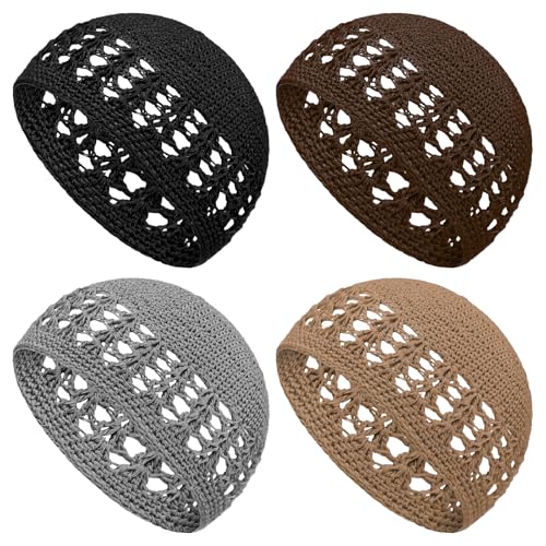 Image of Boyiee Kufi Hat for Men Muslim Knit Kufi Cap Crochet Beanie Skull Beanie African Hat for Men Women