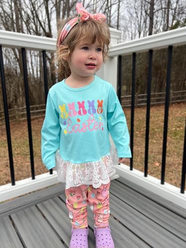 Image of HIHA Toddler Little Girls St.Patrick's Day Outfit Love Letter Print Dress Tops Pants Set