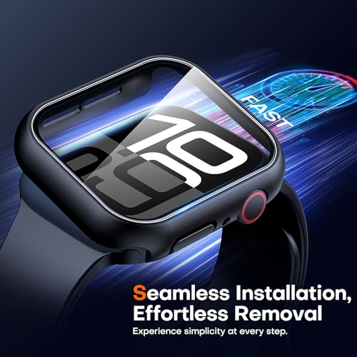 Image of TAURI 2 Pack Hard Case for Apple Watch Series 11 /10 46mm, with PC Tempered Glass Screen Protector, [Scristant Resistant] [Overall Protection] Slim Cover for iWatch S11 / S10 46mm, Black