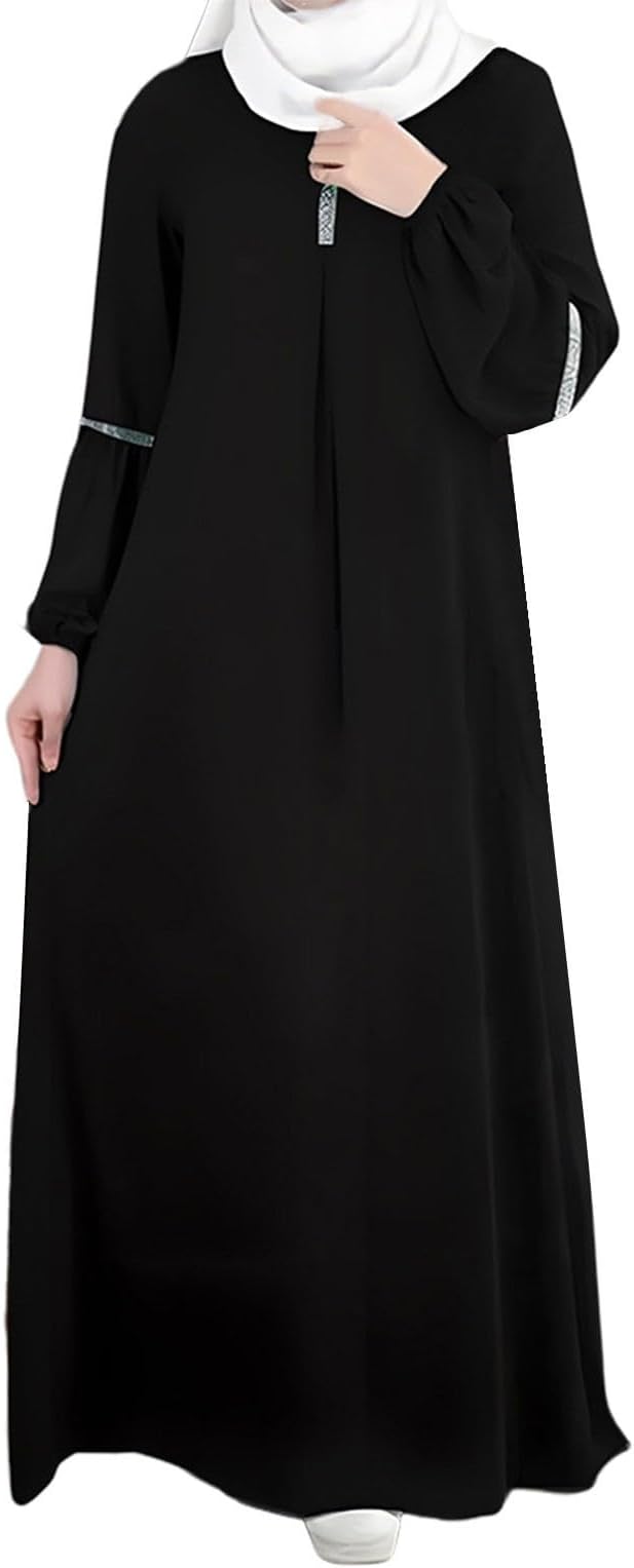 Prayer Abaya for Women Abaya for Women Women's Fashion Long Sleeve Muslim Dress Casual Sequin Casual Dress Islamic Black Winter Moroccan Kaftan
