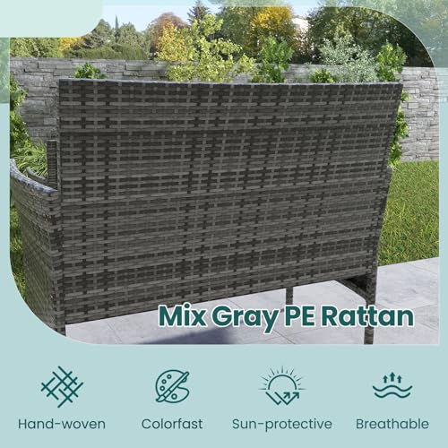 ORALNER 4 Pieces Patio Furniture Set, Outdoor Wicker Conversation Set, Rattan Chairs Loveseat with Soft Cushion and Glass Table for Balcony Porch Backyard Garden Poolside (Gray) - Image 7