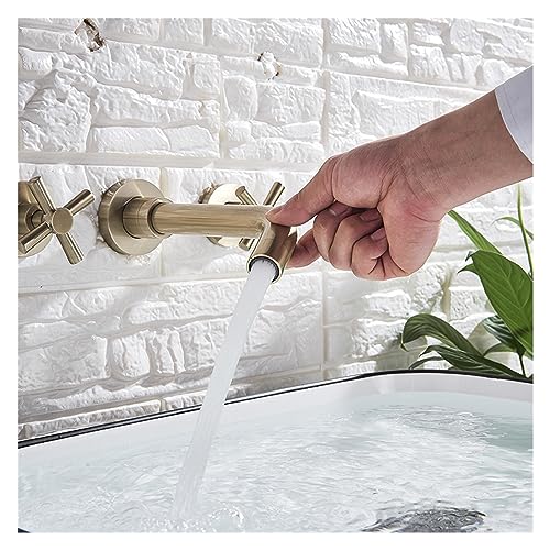 Robinet de lavabo mural doré brossé chic pour salle de bain moderne