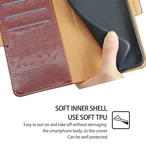 Étui portefeuille pour Motorola Moto Edge Plus marron bien ajusté en cuir - 7