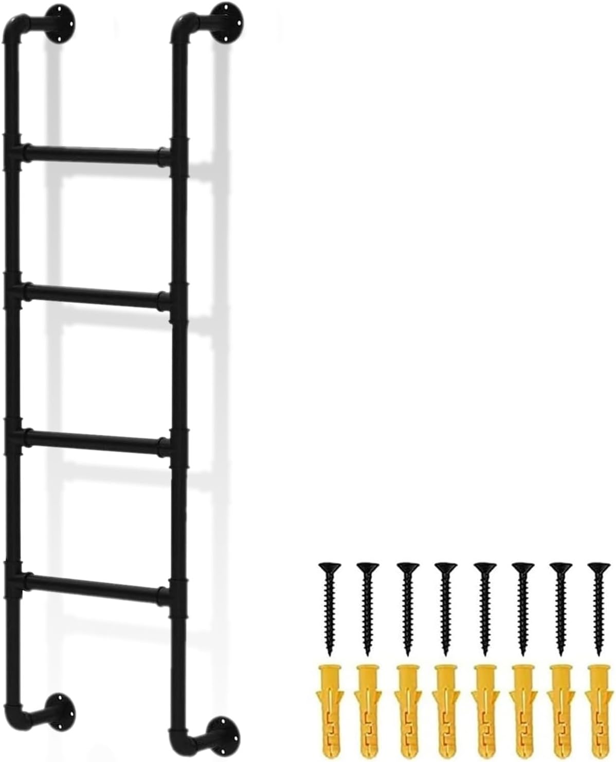 Basement Window Well Egress Ladder, Easy Install Wall Mounted Wrought Iron Attic Bunk Bed Ladder, Black Metal Step Ladders for Loft Climbing Ladders for High Bed Outside Deck RV Ap