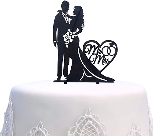Mr & Mrs - Decoración acrílica para tarta de boda, diseño divertido para novia y novio