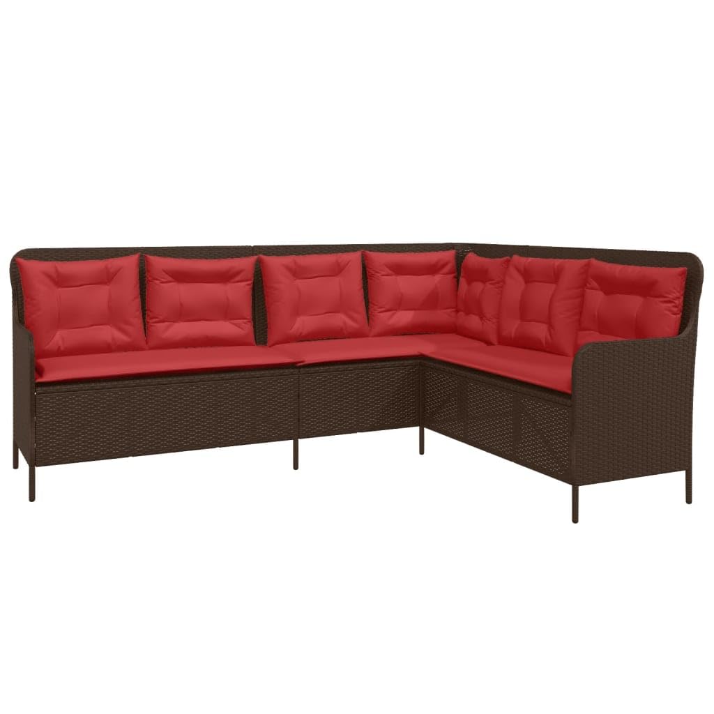 Canapé de jardin en résine tressée marron vidaXL en L | Salon d'extérieur confortable