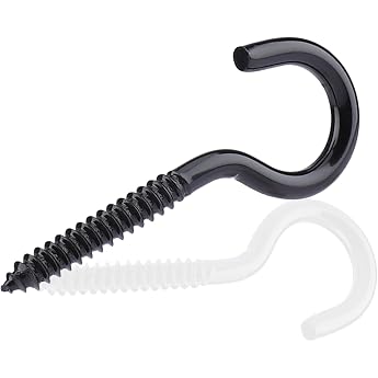 MOGADEE Screw Hooks M6 x 80 mm Black Pack of 10 Ceiling Hooks Stainless Steel