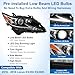 telpo LED DRL Headlight Assembly Fit for 2016-2018 Lexus ES350 ES300h, Head Lamp Black Housing with Amber Reflector - S