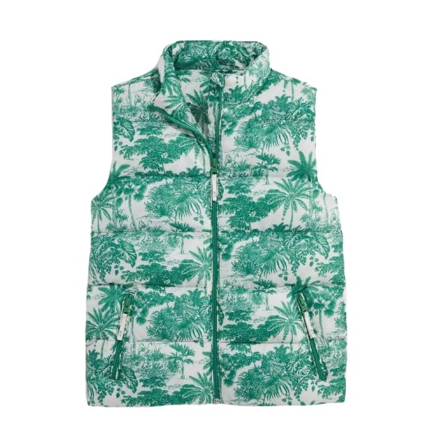 vineyard vines Kids Girls' Oversized Printed Puffer Vest XS 5-6