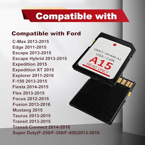 2024 A15 Navigation Car GPS SD Card Compatible with Ford/Lincoln Newest Updated A15 USA Canada GM5T-19H449-AJ, Latest Version A15 Navigation SD Card