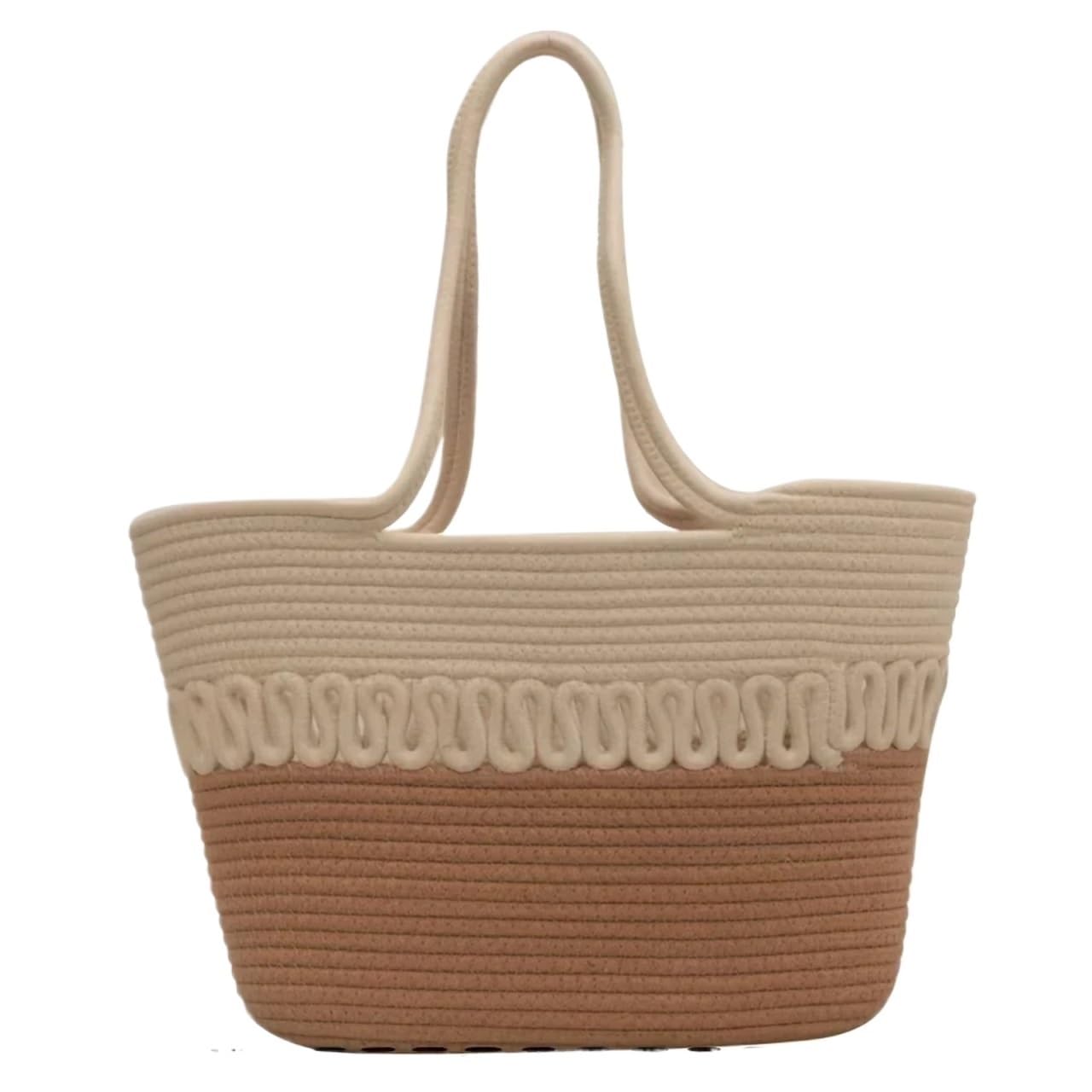 Bolsos de Paja Kits de Tejido, Bolso de Playa de Tela Caqui, Gran Capacidad, Hecho a Mano, Paja, Bolsa de Ocio for Vacaciones de Verano, Bolsos de Mujer, Bolsas de Compras(A)