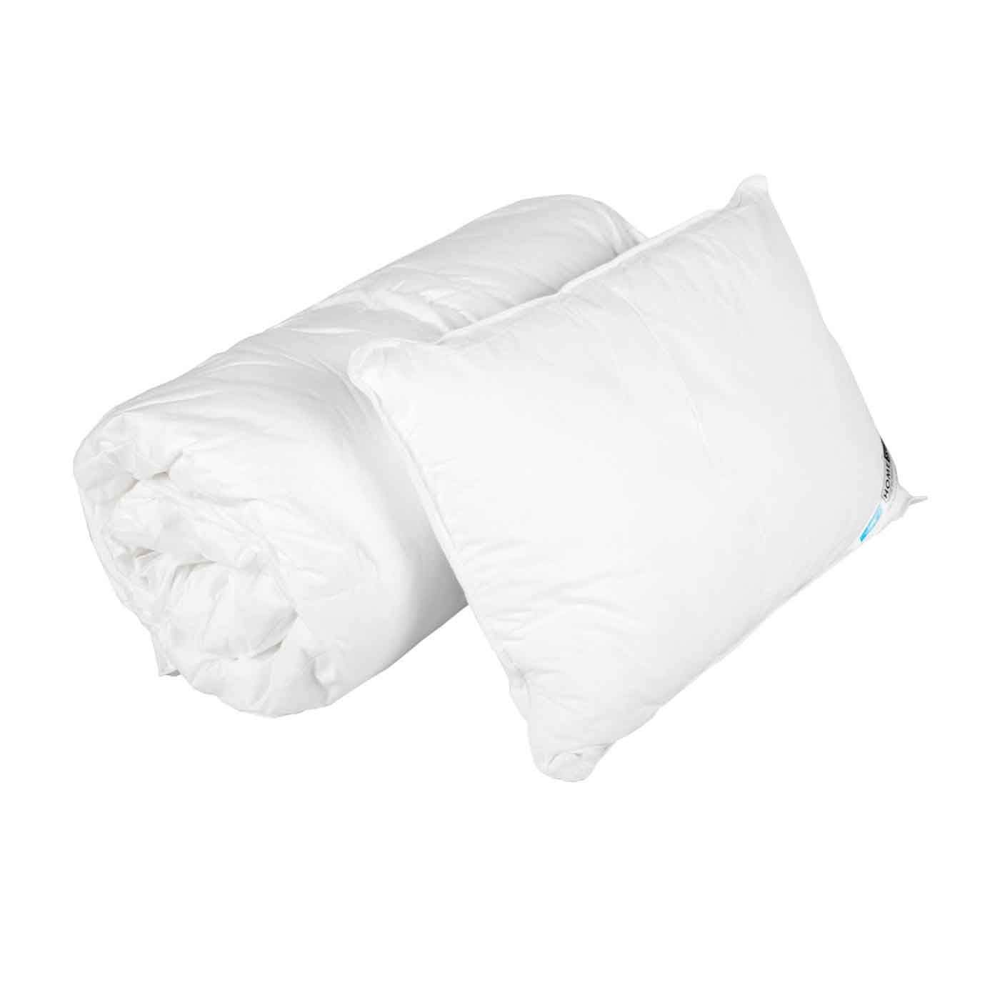 HOMESCAPES Couette Enfant 120x150 cm et Oreiller Enfant 40x60 cm en Plumes et Duvet d’oie 330 g/m²
